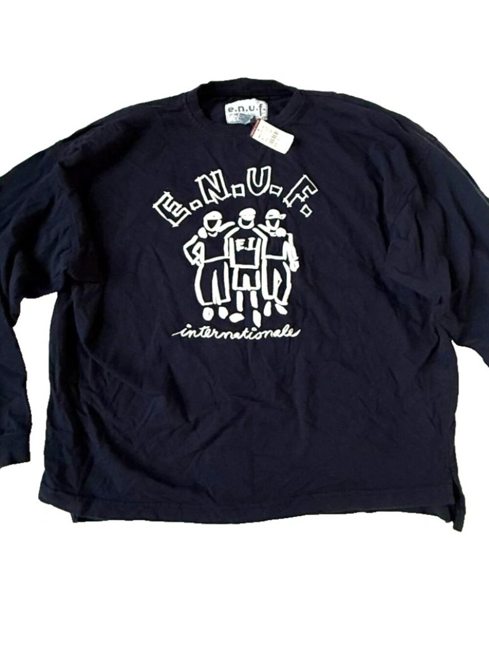 Enuf Internationale Unisex S Vintage Blue Shirt Long Sleeve T Oversize 90s NEW